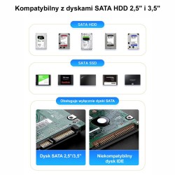 Orico Stacja dokująca 2 dyski SATA 2,5/3,5'' HDD/SSD, klonow… | PartsPC.pl