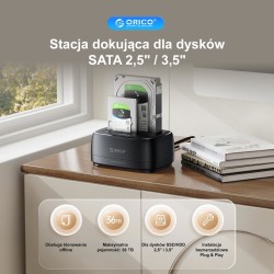 Orico Stacja dokująca 2 dyski SATA 2,5/3,5'' HDD/SSD, klonow… | PartsPC.pl