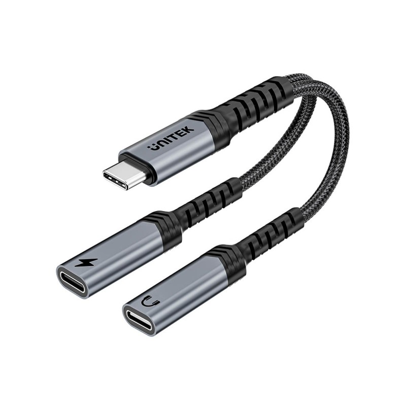 Unitek Adapter audio i ładowania PD USB-C do USB-C 15 cm | PartsPC.pl