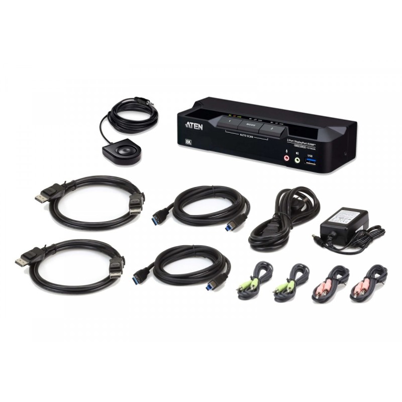 Przełącznik KVMP 2-Port USB 3.0 8K DP | PartsPC.pl