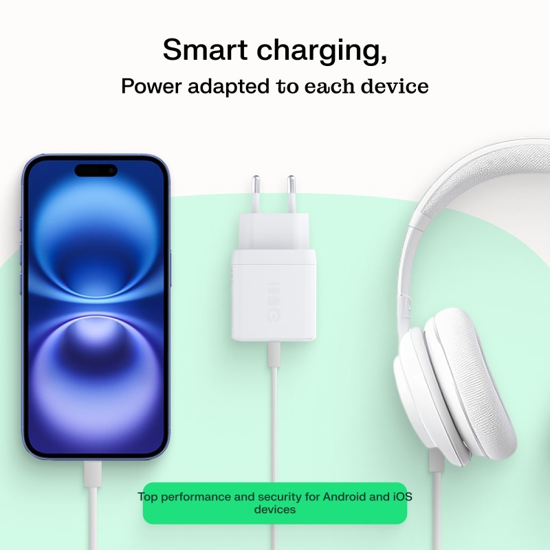 Ładowarka sieciowa USB 30W 1x USB-C BIAŁA | PartsPC.pl