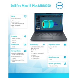 Stacja robocza Dell Pro Max 18 Plus MB18250 W11P U9-285HX|32… | PartsPC.pl