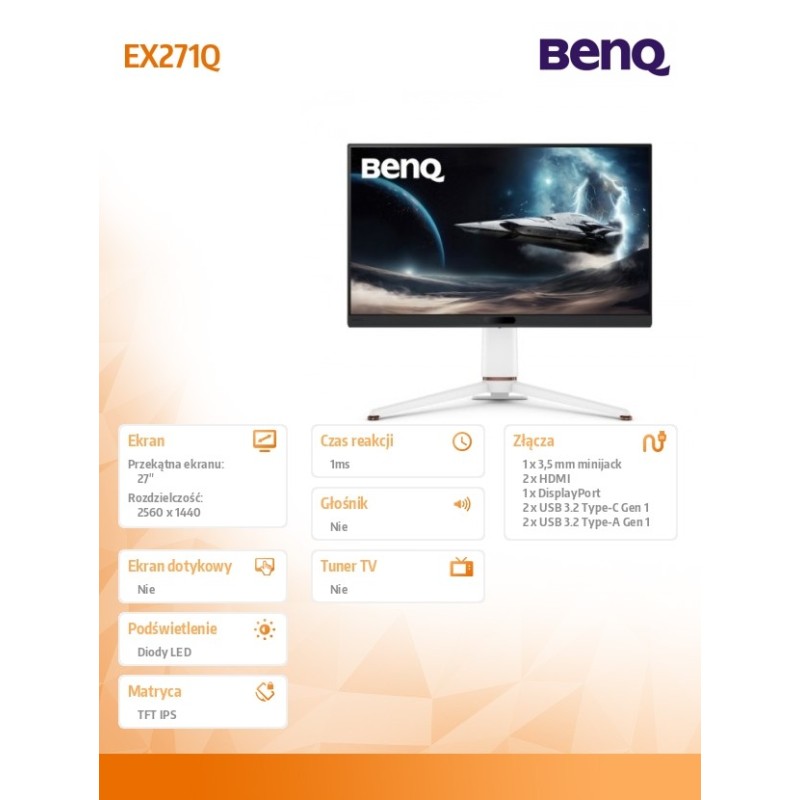 Benq Monitor 27 cali EX271Q 2K IPS IPS/180Hz/2K/Gaming | PartsPC.pl