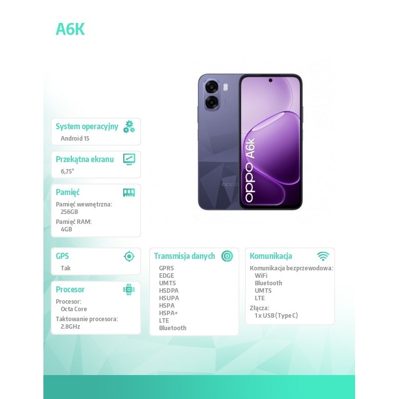 Oppo Smartfon A6k 4G 4/256GB CPH2891 ciemnofioletowy | PartsPC.pl