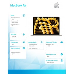 MacBook Air 13.6 cala: M5 10/8, 16GB, 512GB SSD, bez zasilac… | PartsPC.pl