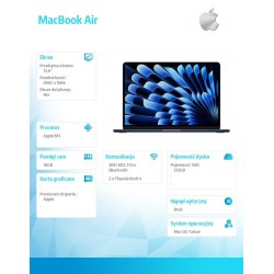 MacBook Air 13.6 cala: M5 10/8, 16GB, 512GB SSD, bez zasilac… | PartsPC.pl