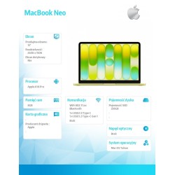 MacBook Neo 13 cali: A18 Pro 6/5, 8GB, 256GB SSD, bez zasila… | PartsPC.pl