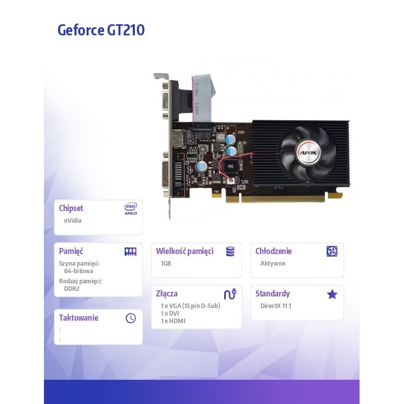 AFOX Karta graficzna - Geforce GT210 1GB DDR2 64Bit DVI HDMI… | PartsPC.pl