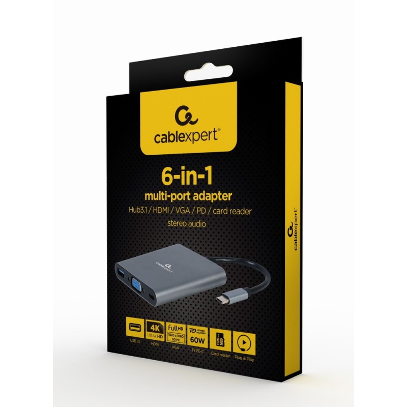 Adapter USB-C Hub HDMI USB-C PD VGA USB 3.0 Audio Card | PartsPC.pl