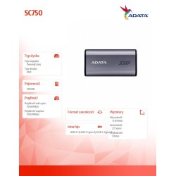 Adata Dysk zewnętrzny SSD SC750 500G USB3.2C 1050/1000 MB/s… | PartsPC.pl