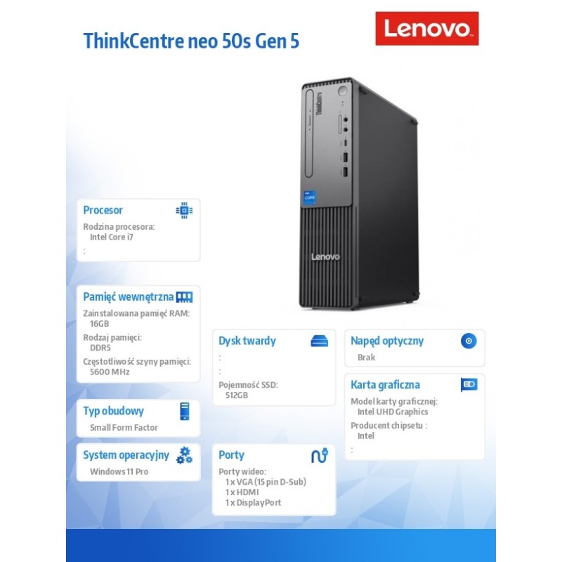 Komputer ThinkCentre Neo 50s G5 SFF 12XD001KPB i7-14700/16GB… | PartsPC.pl