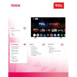 TCL Telewizor QLED 75 cali 75P81K | PartsPC.pl