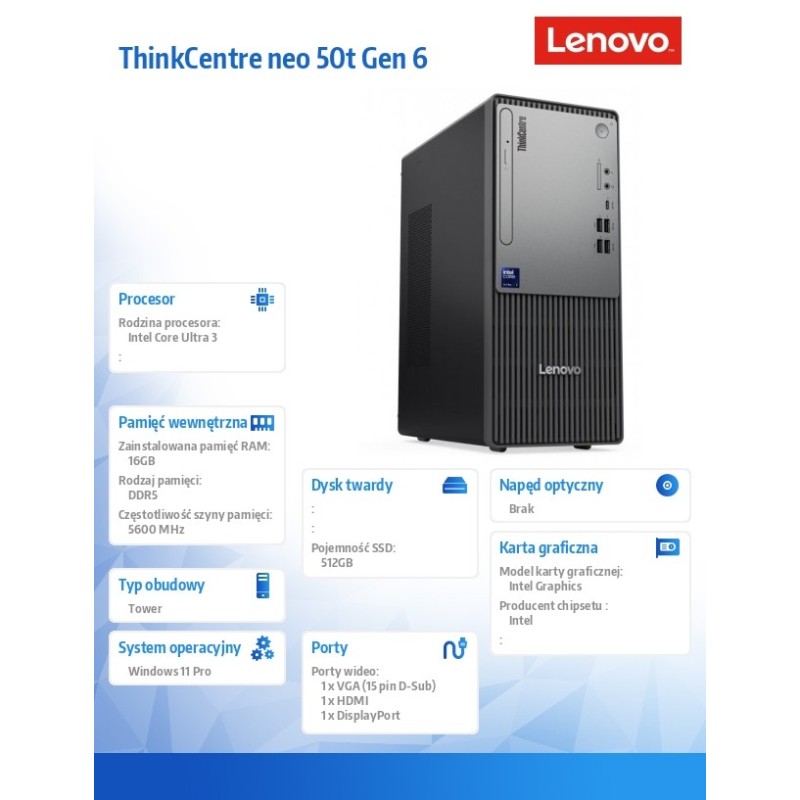 Komputer ThinkCentre Neo 50t G6 TOWER 13BD005CPB  Ultra 3 20… | PartsPC.pl