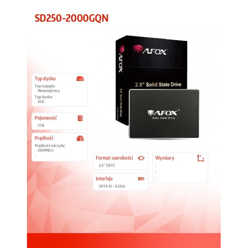 AFOX Dysk SSD - 2TB QLC 560 MB/s | PartsPC.pl