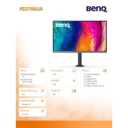 Benq Monitor 27 cali PD2706UA LED 5ms/QHD/IPS/HDMI/DP/USB | PartsPC.pl