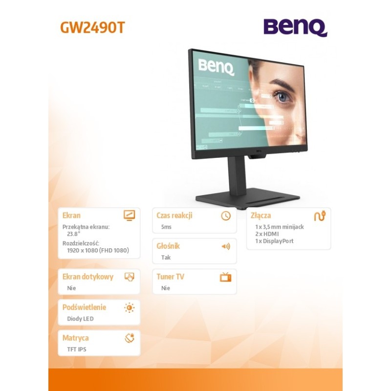 Benq Monitor 24 cale GW2490T LED 4ms/1300:1/IPS/HDMI/GŁOŚNIK… | PartsPC.pl