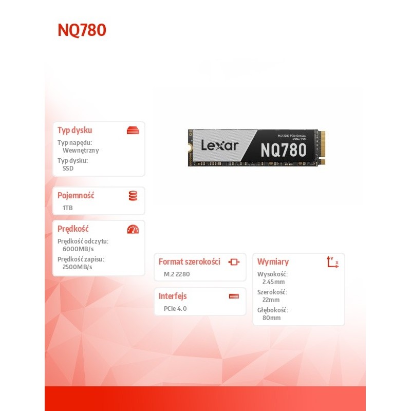 Lexar Dysk SSD NQ780 1TB Gen4 NVMe 2280 6000/2500 | PartsPC.pl