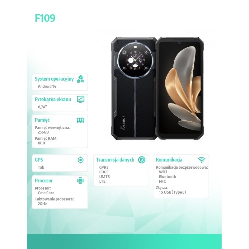 Fossibot Smartfon F109 black | PartsPC.pl