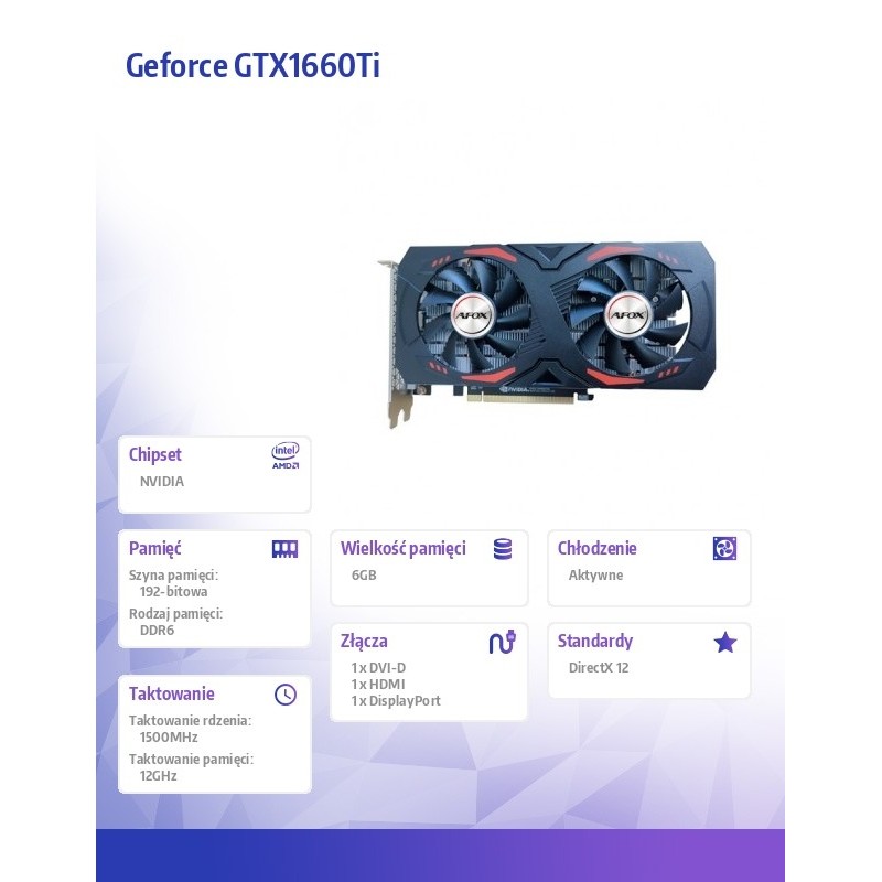 AFOX Karta graficzna - Geforce GTX1660Ti 6GB GDDR6 DP DVI HD… | PartsPC.pl