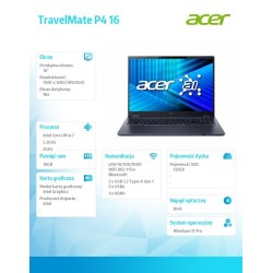 Laptop TravelMate P4 TMP416-54-TCO Ultra 7 255U 16GB/512GB/1… | PartsPC.pl