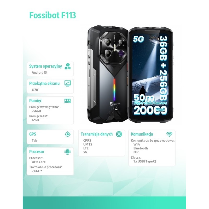Fossibot Smartfon F113 gray | PartsPC.pl
