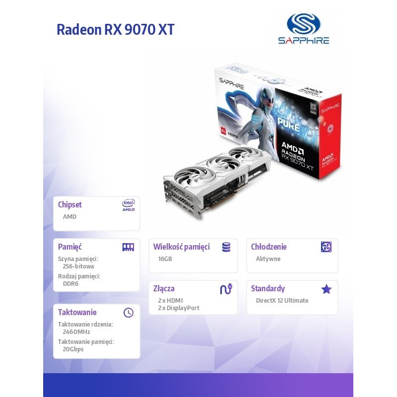 Sapphire Technology Karta graficzna Radeon RX 9070 XT PURE 1… | PartsPC.pl