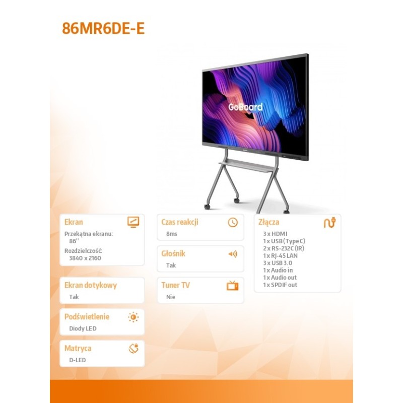 Hisense Monitor interantywny 86MR6DE-E 86 cali 4K GoBoard Ad… | PartsPC.pl