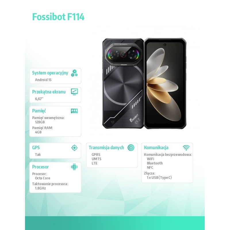 Fossibot Smartfon F114 black | PartsPC.pl