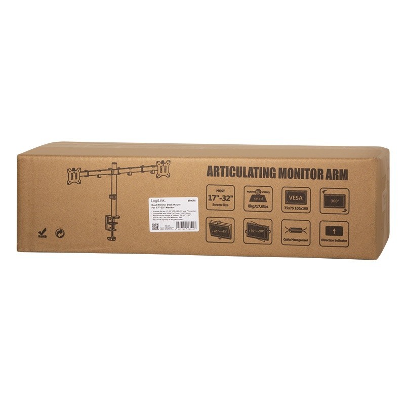 Uchwyt do 2 x monitor 17-32 cali, ramie 390 mm | PartsPC.pl