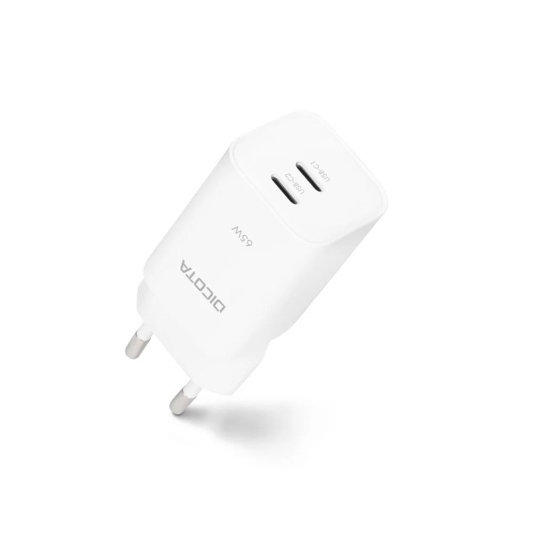 Ładowarka GaN 65W 2xUSB-C biała | PartsPC.pl