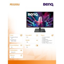 Benq Monitor 32 cale PD3205U LED 5ms/4K/20:1/HDMI/ czarny | PartsPC.pl