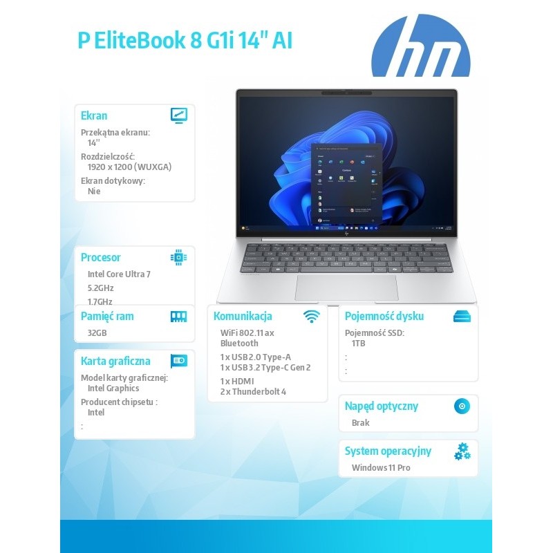 Notebook EliteBook 8 G1i U7-255U 1TB/32/W11P/14   C51GCET | PartsPC.pl