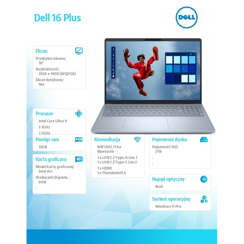 Laptop Dell 16 Plus DB16250 Win11Pro Ultra 9 288V/32GB/2TB/1… | PartsPC.pl