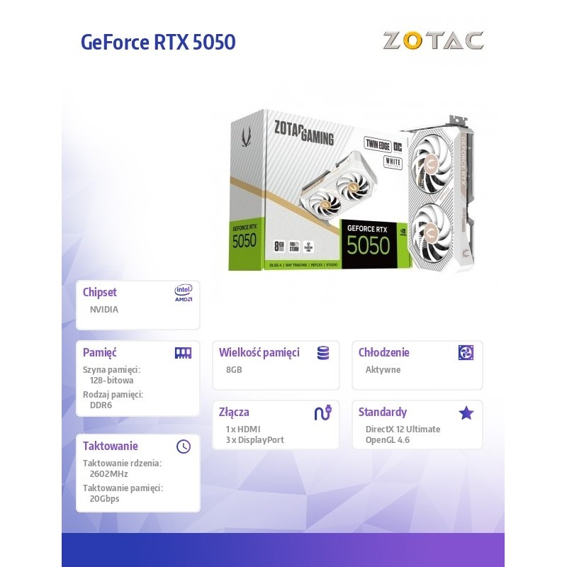 ZOTAC Karta graficzna GeForce RTX 5050 TWIN EDGE OC 8GB GDDR… | PartsPC.pl