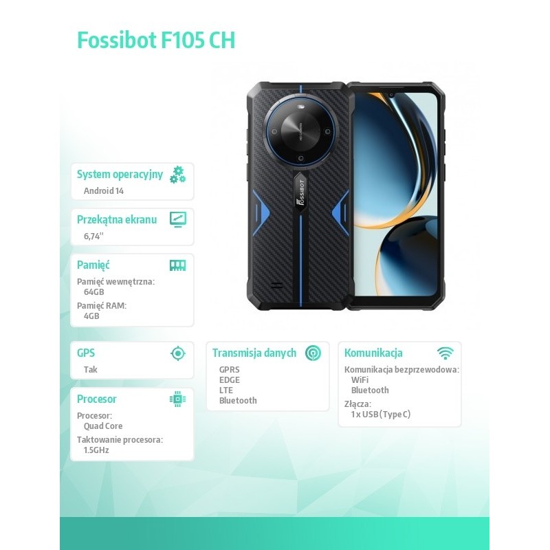 Fossibot Smartfon F105 blue CH | PartsPC.pl