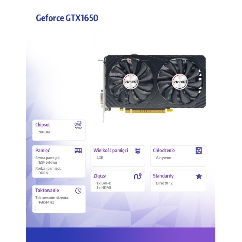 AFOX Karta graficzna - Geforce GTX1650 4GB GDDR6 128Bit DVI … | PartsPC.pl