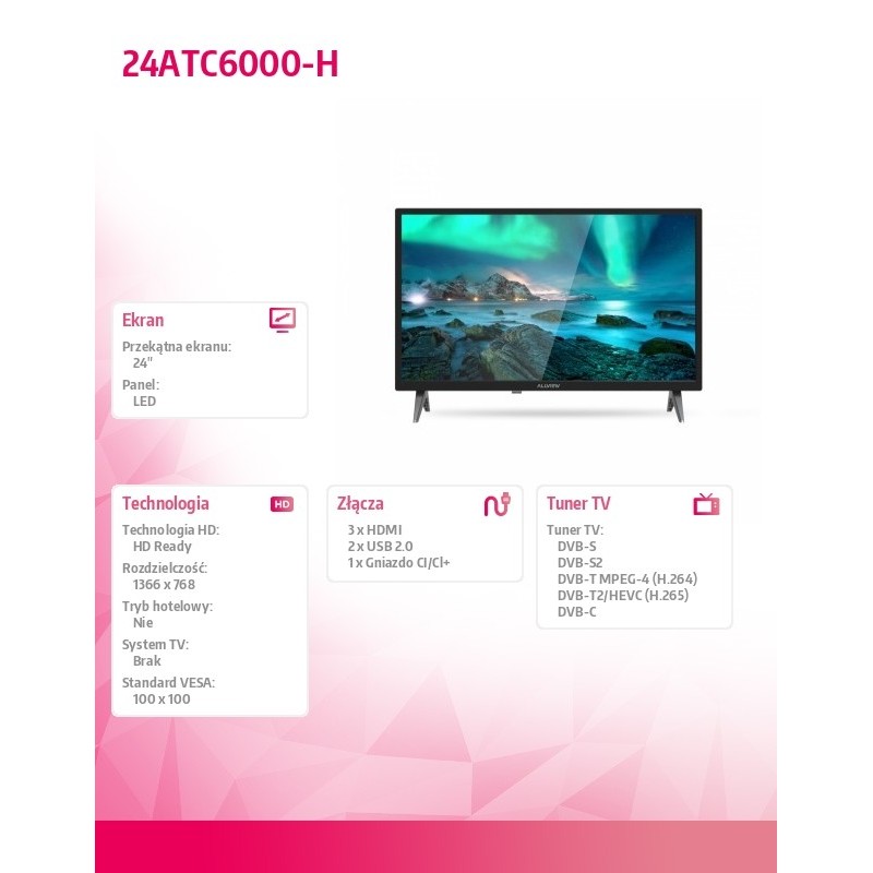 Telewizor LED 24 cale 24ATC6000-H | PartsPC.pl