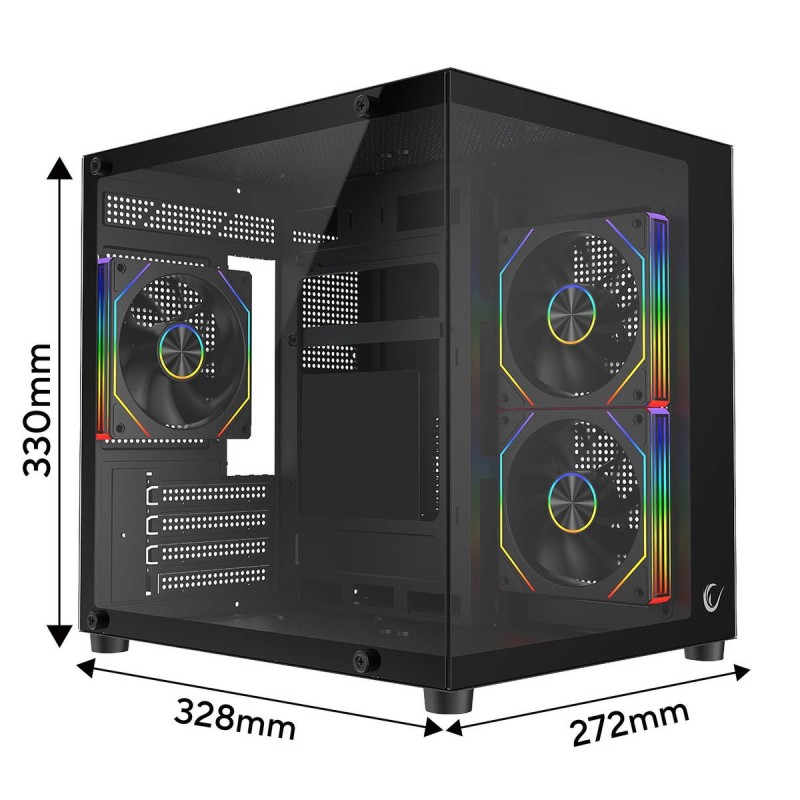 Rampage LUMID Obudowa PC M-ATX 3x fan ARGB czarna | PartsPC.pl