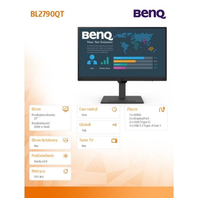 Benq Monitor 27 cali BL2790QT 2K 5ms/IPS/75Hz/HDMI | PartsPC.pl