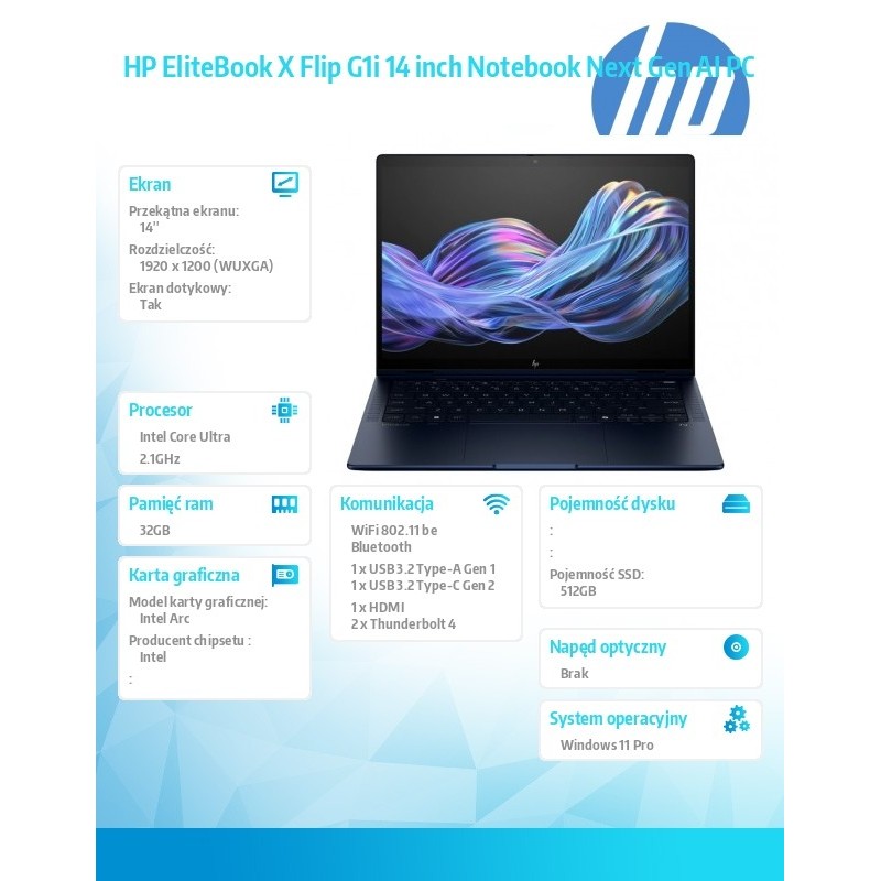 Notebook EliteBook X Flip G1i U5 228V/512GB/32GB/W11P/14.0  … | PartsPC.pl
