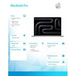 MacBook Pro 16.2 cali: M4 Max 16/40, 48GB, 1TB SSD - Srebrny | PartsPC.pl