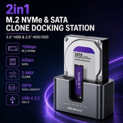 Stacja dokująca 2w1 HDD SSD | SATA | M.2 NVMe | Klonowanie |… | PartsPC.pl