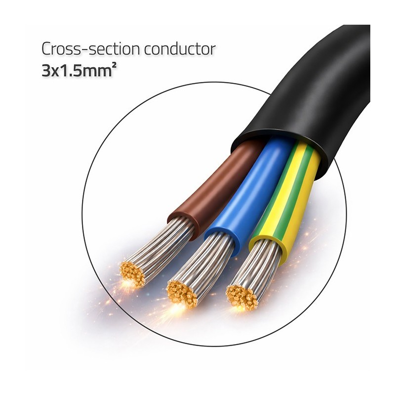 Kabel zasilający SCHUKO CEE 7/7 (E/F) | miedź Cu | odizolowa… | PartsPC.pl