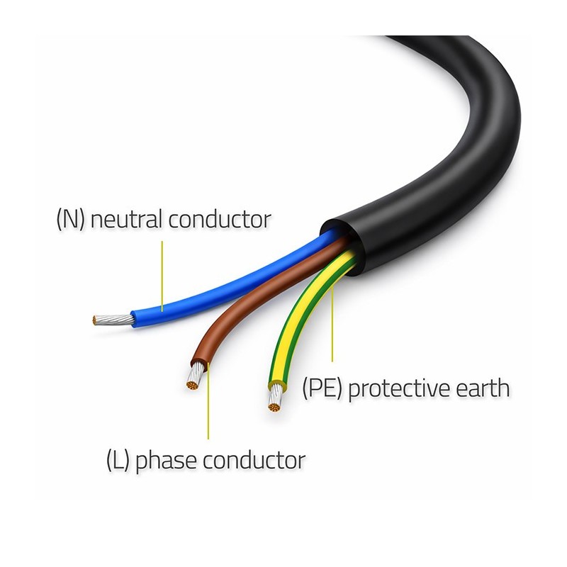 Kabel zasilający SCHUKO CEE 7/7 (E/F) | miedź Cu | odizolowa… | PartsPC.pl