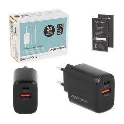 Ładowarka Movano GaN 20W USB-C PD + USB-A (black) | PartsPC.pl