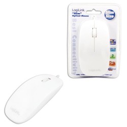 Mysz przewodowa LogiLink ID0062 optyczna USB płaska biała | PartsPC.pl