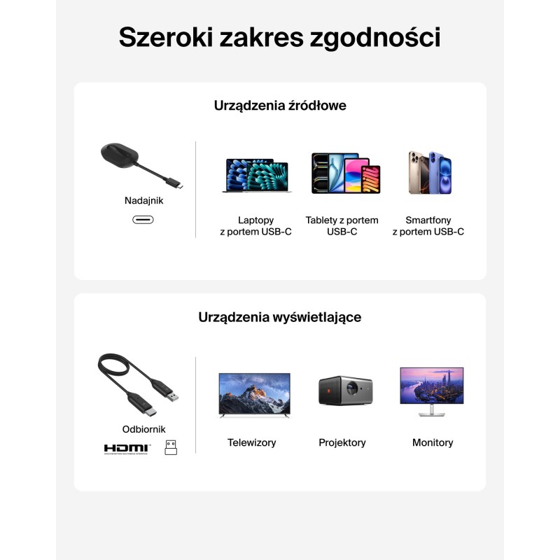 Belkin ConnectAir Adapter USB-C na HDMI, bezprzewodowy nadaj… | PartsPC.pl