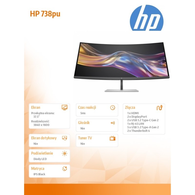 HP Inc. Monitor Pro seria 7 37.5 cala WQHD+ Thunderbolt 4 - … | PartsPC.pl