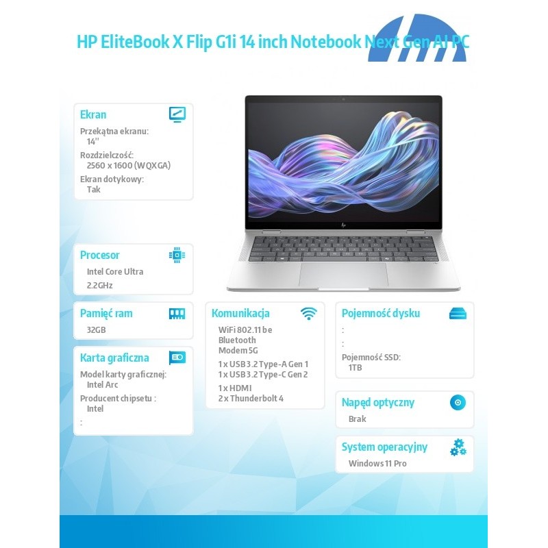 Notebook EliteBook X Flip G1i U7 258V 1TB/32GB/W11P/14 B9ZX5… | PartsPC.pl