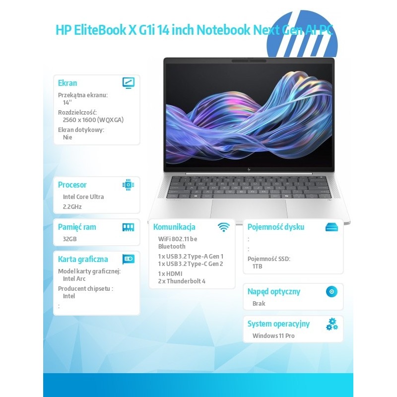 Notebook EliteBook X G1i U7 258V 1TB/32GB/W11P/14 B9ZY1ET | PartsPC.pl